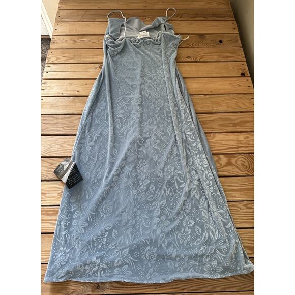 NWT Vintage Hugo Buscati Sleeveless Velour Floral Dress Size XL Women’s Blue - Picture 2 of 8